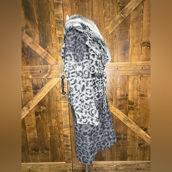 Tracy Reese New York Leopard Print Faux Fur Wool Blend Coat Size S - Picture 3 of 12